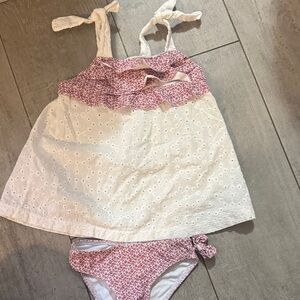 Floral Purple/pink  and White Baby Dress with swim Bloomers